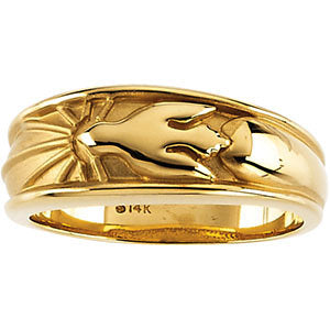 14k White Gold Holy Spirit Ring, Size 6