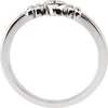 14k White Gold Heart with Cross Chastity Ring Size 6