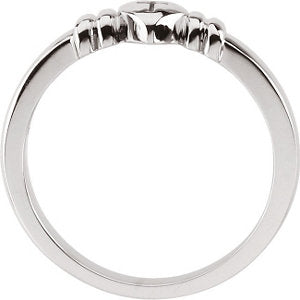 Sterling Silver Heart with Cross Chastity Ring Size 7