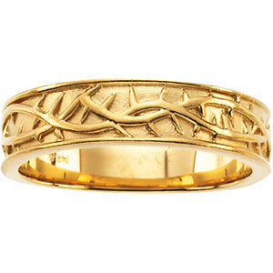 14k Yellow Gold Thorn Design Band, Size 11
