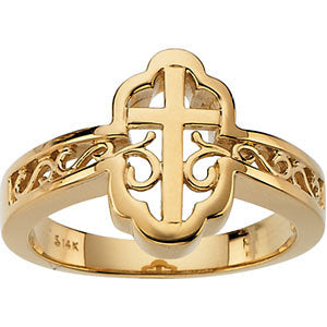 14k White Gold Cross Ring, Size 7