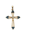 28.00x20.00 mm Cross Pendant with Diamond and Sapphire in 14K Yellow Gold