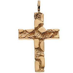 14k Yellow Gold Nugget Cross Pendant