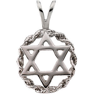 14k White Gold 20x13mm Star of David Pendant