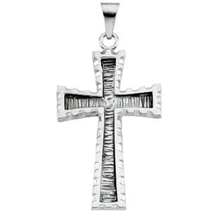 14k White Gold 30x20mm Cross Pendant