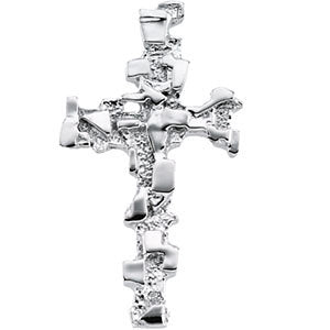 14k White Gold 38x22mm Cross Pendant