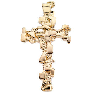 14k Yellow Gold 38x22mm Cross Pendant