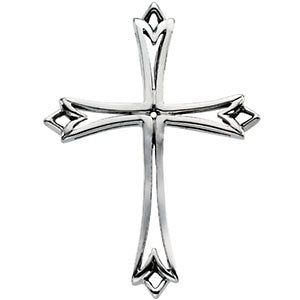 14k White Gold 42x32mm Cross Pendant
