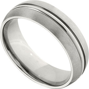 Titanium 7mm Grooved & Satin Finished Band Size 7